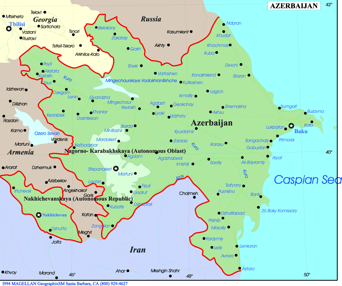 aserbaidschan karte caspian meer