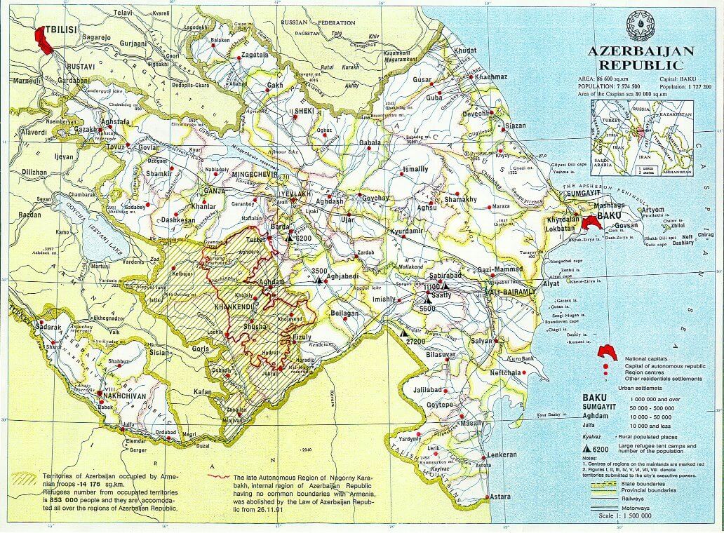 aserbaidschan karte detailliert