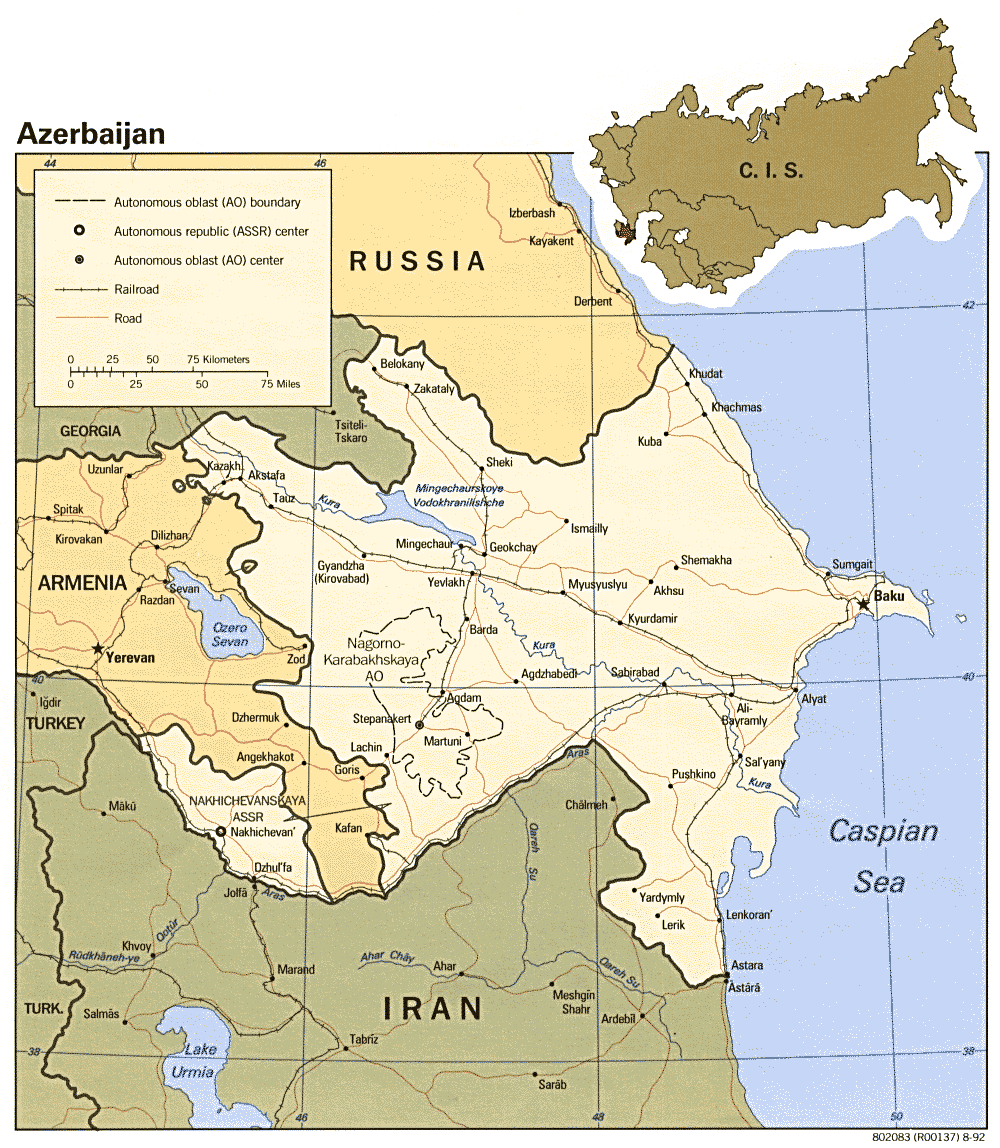 aserbaidschan karte russland