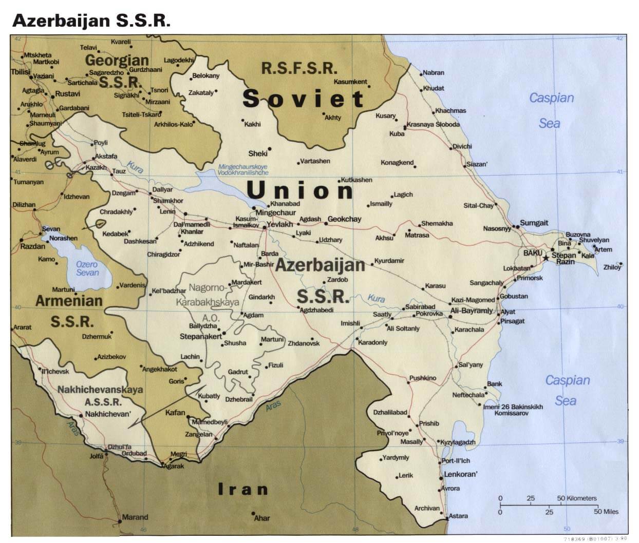 aserbaidschan karte ssr 1990