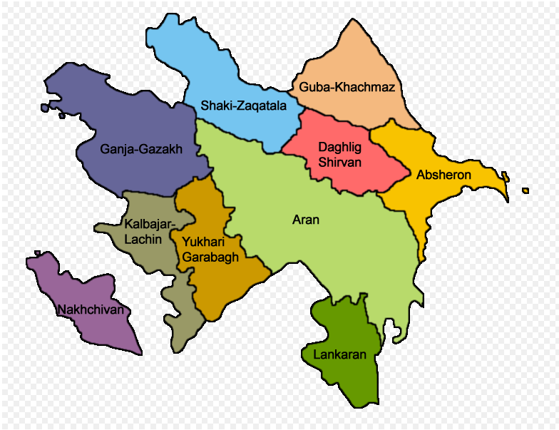 aserbaidschan okonomisch regionen karte