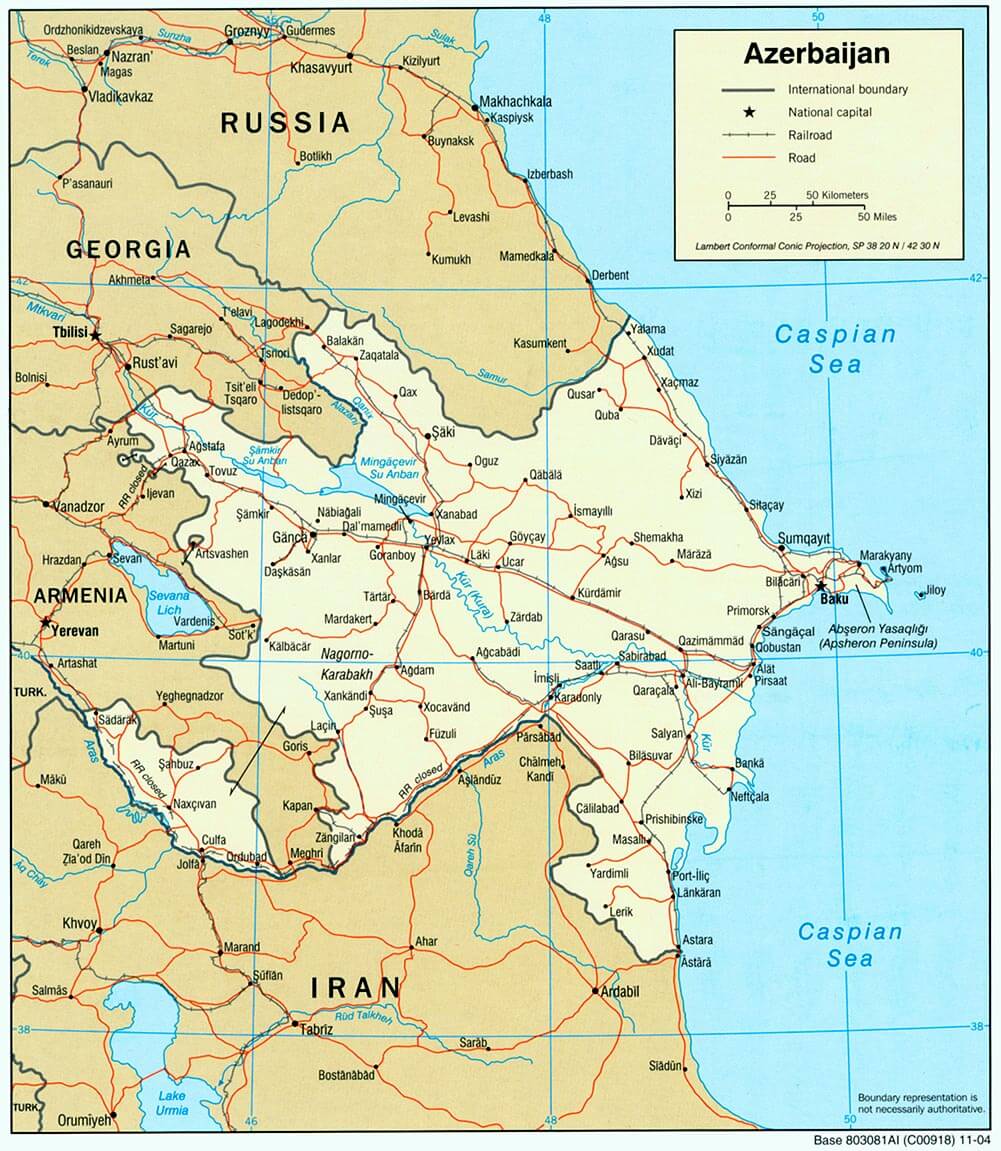 aserbaidschan politisch karte