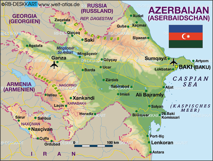 physikalisch karte aserbaidschan
