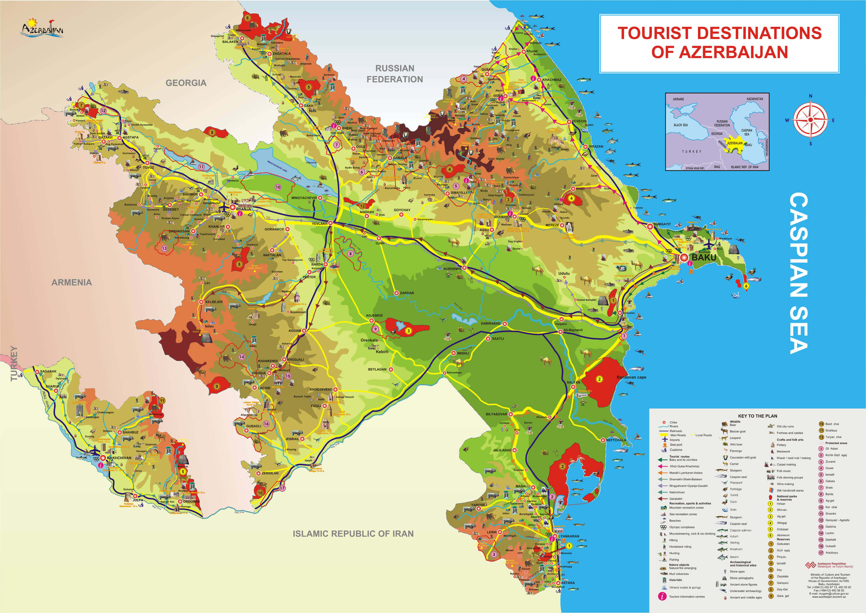 touristische karte von aserbaidschan