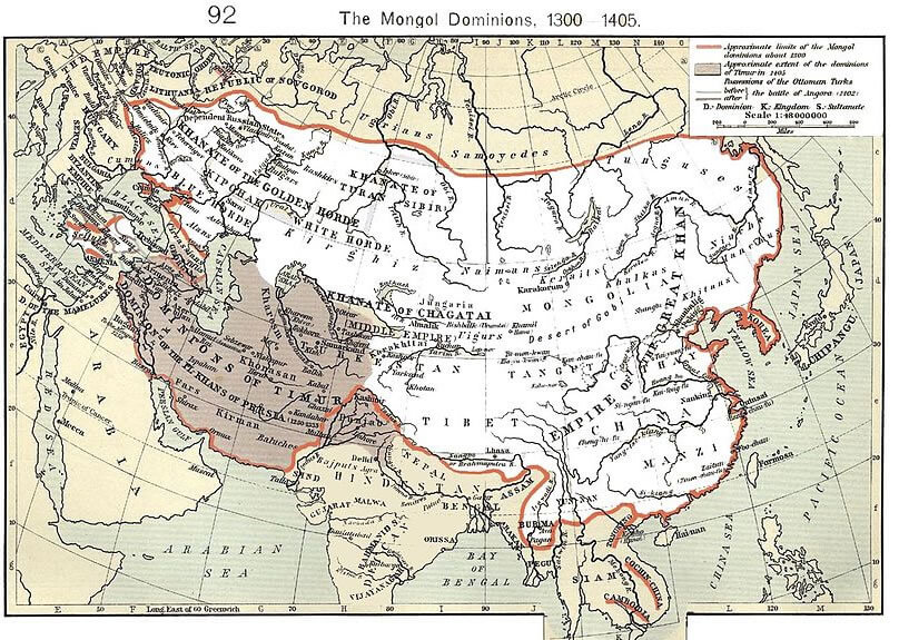 asien mongole reich karte 1300 1405