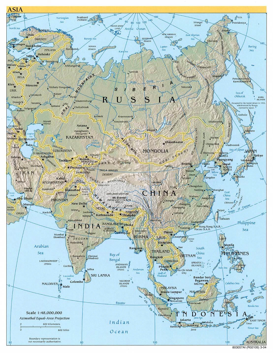 asien physikalisch karte 2004