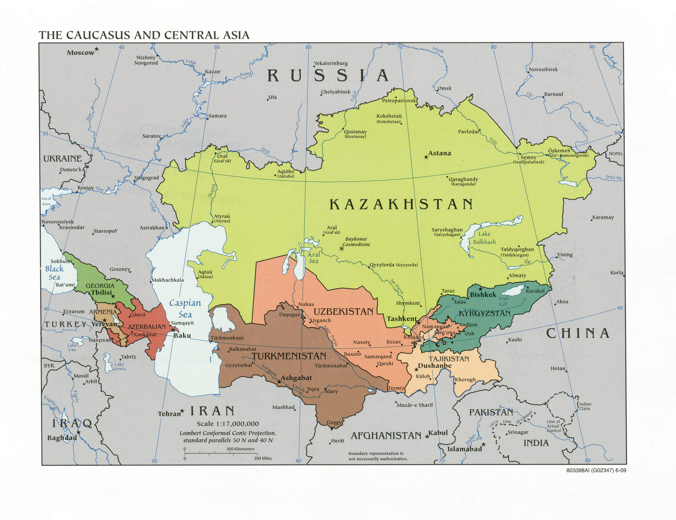 kaukasus zentral asien karte