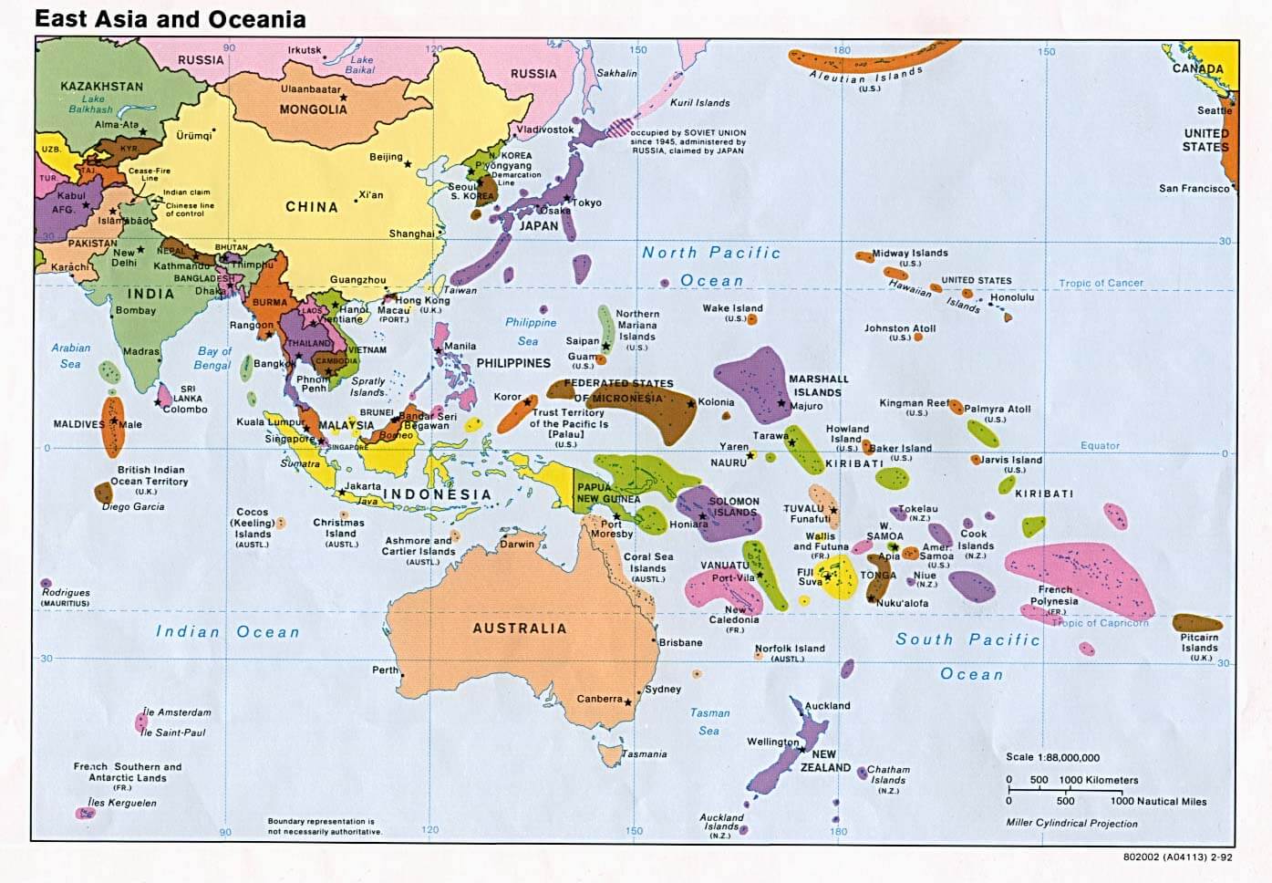 osten asien ozeania politisch 1992