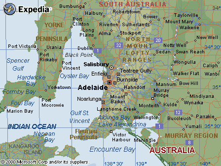 Adelaide regionen karte