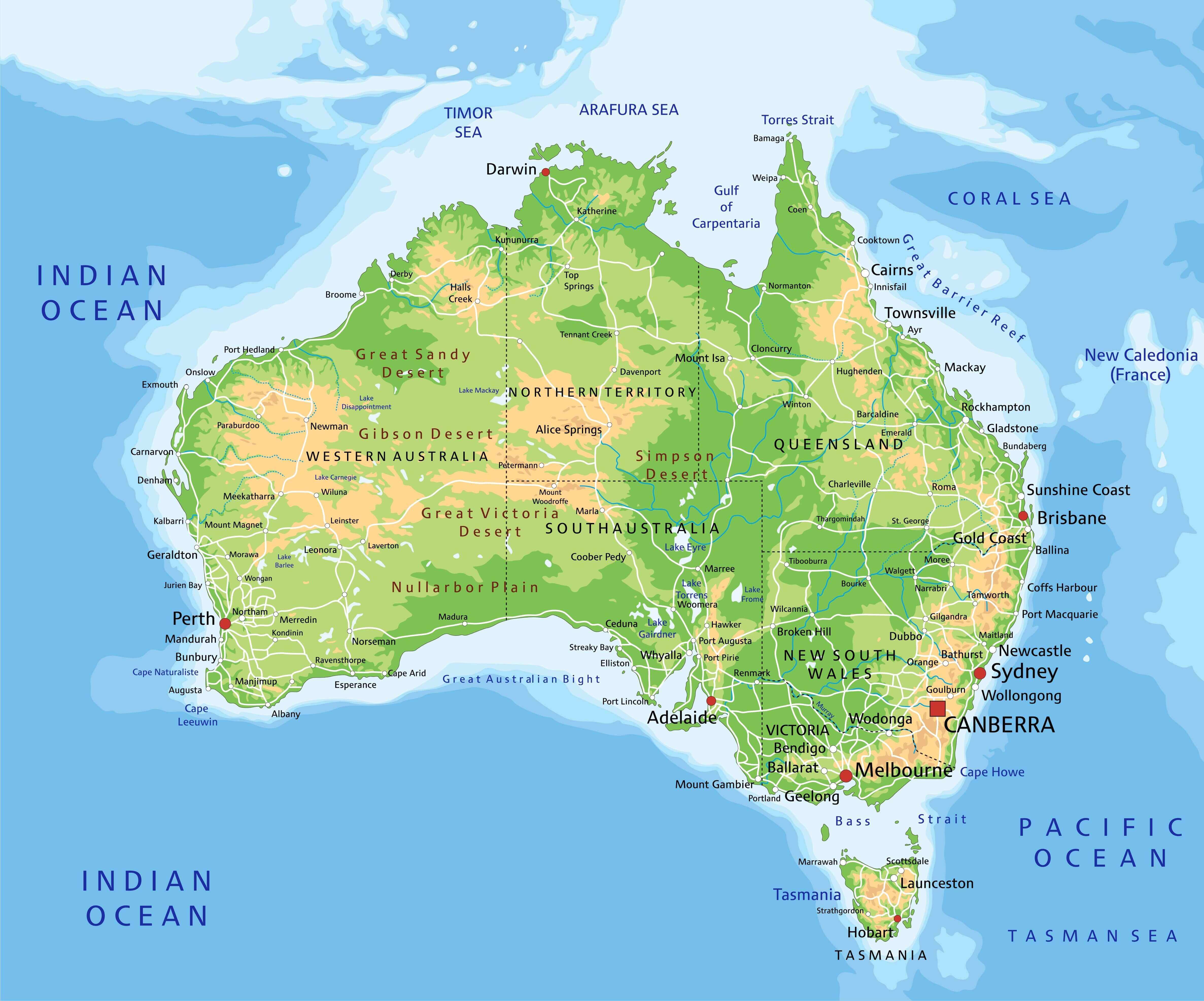 Australien detailliert physisch Karte