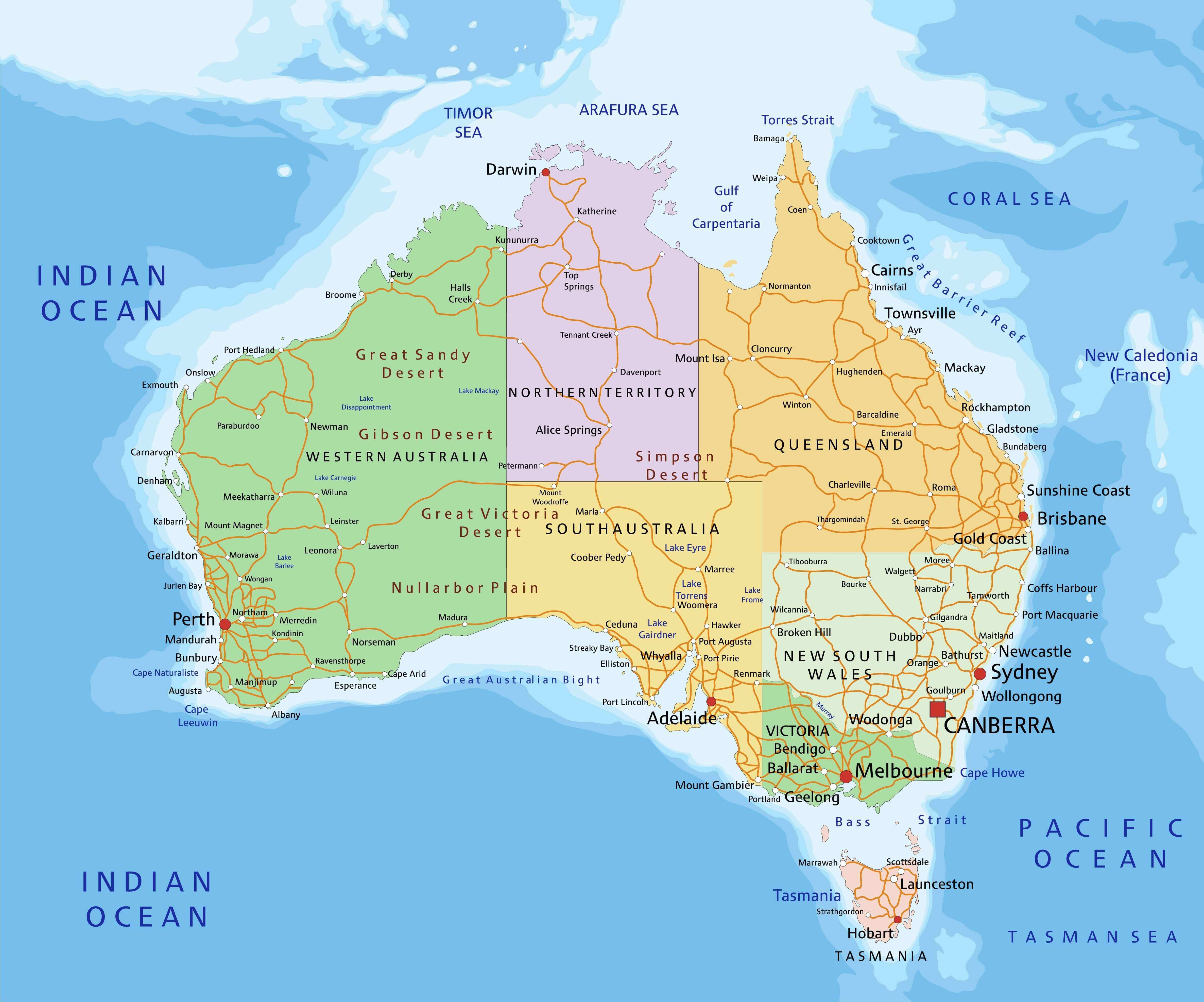 Australien editierbar politisch Karte