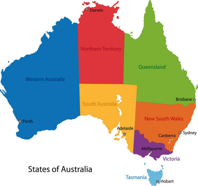 Australien regionen stadte Karte