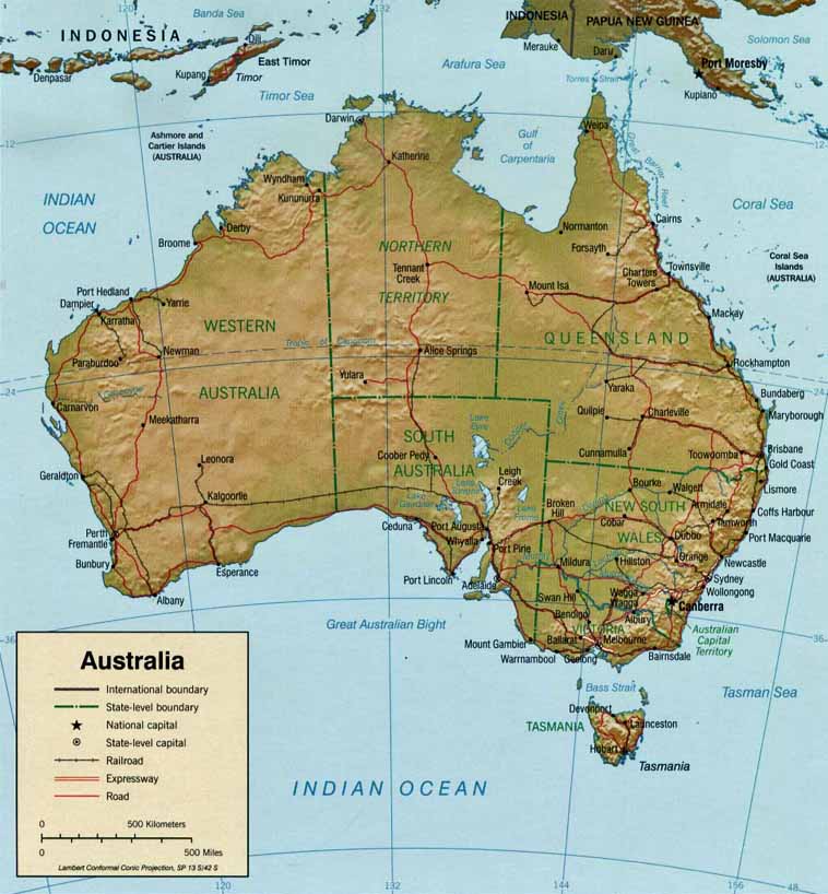 australisch sunshine kuste karte