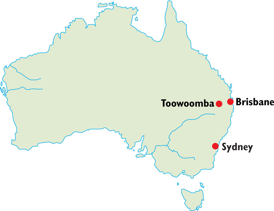 australisch Toowoomba karte