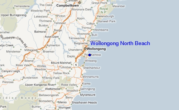 Wollongong nordlich strand karte