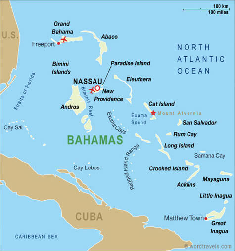 Bahamas regionen Map