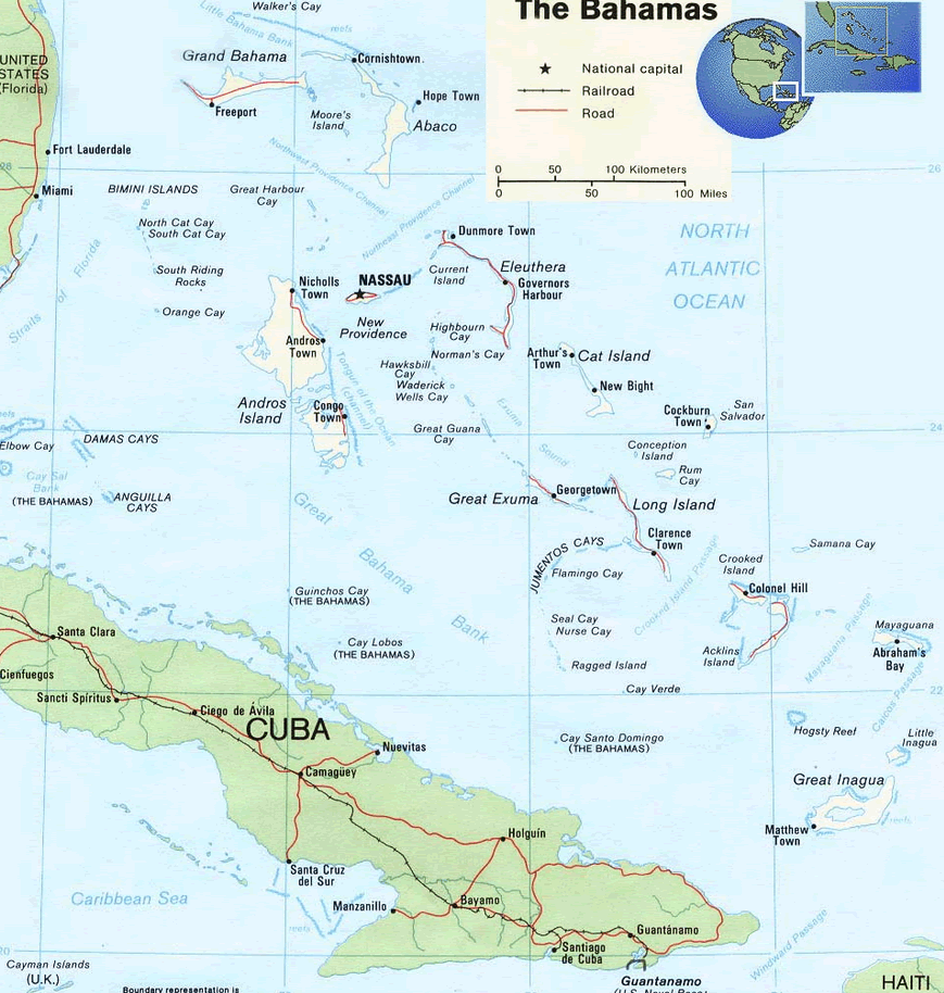 The physisch Bahamas Map