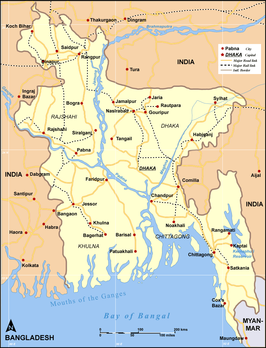 bangladesch strase rail karte