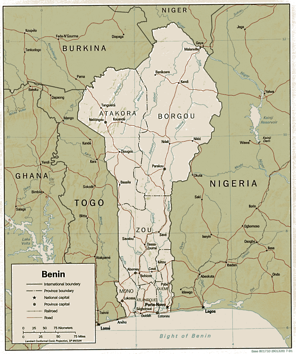 Benin politisch karte