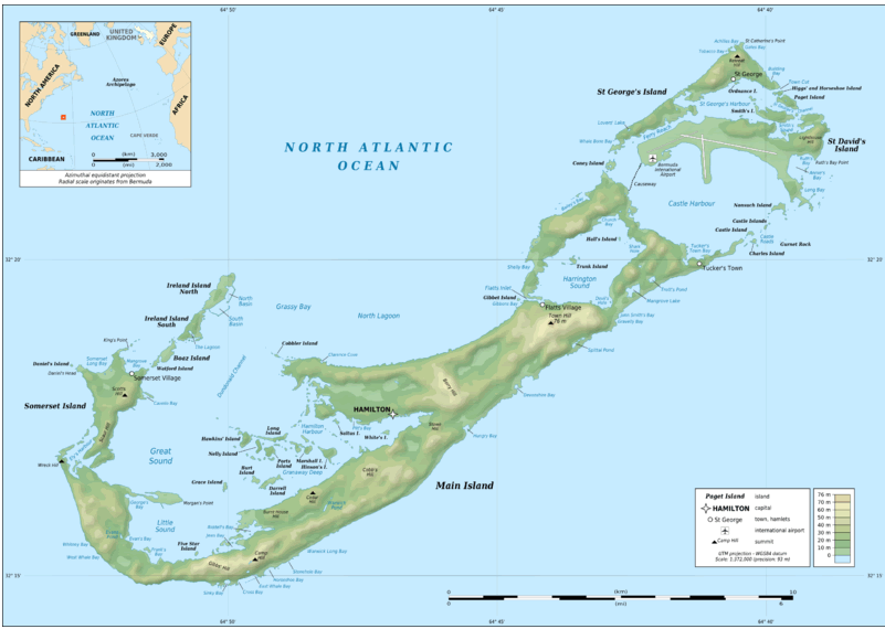 bermuda topographisch karte