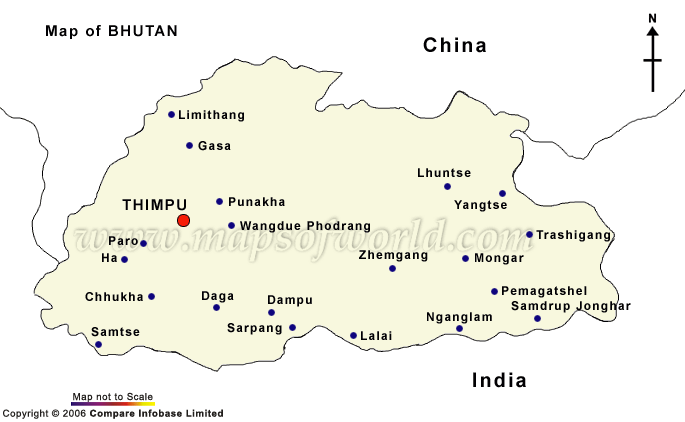 bhutan von karte