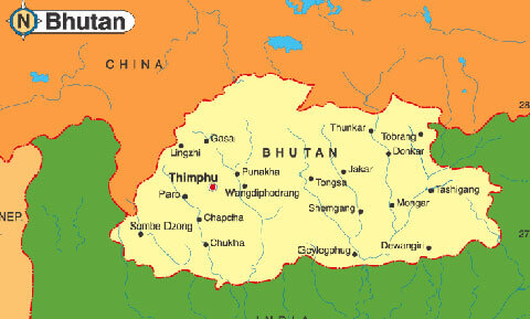 bhutan karte china