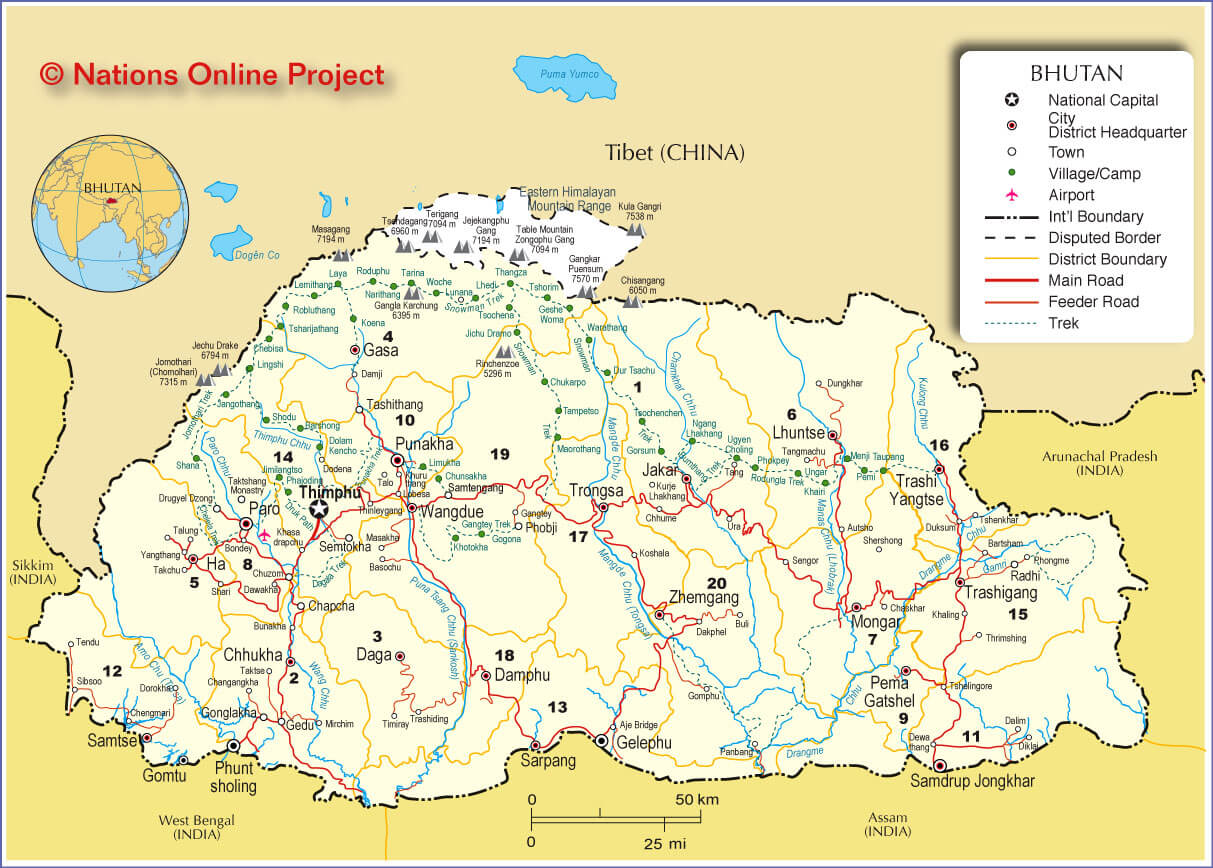 bhutan karte tibet
