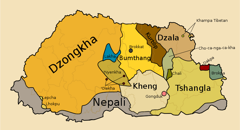 bhutan sprache karte
