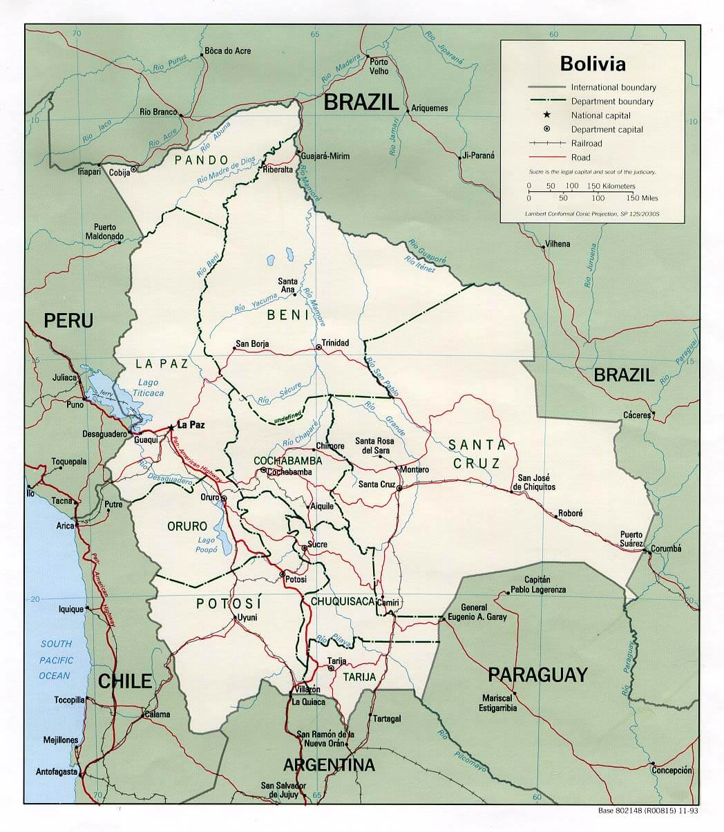 bolivien politisch karte 1993