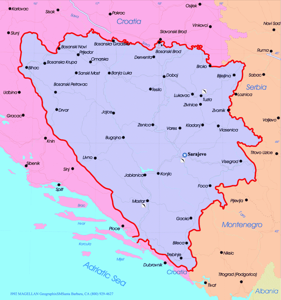 bosnien herzegowina karte