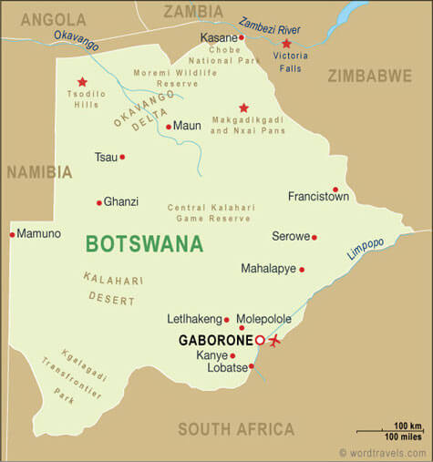 botswana politisch karte