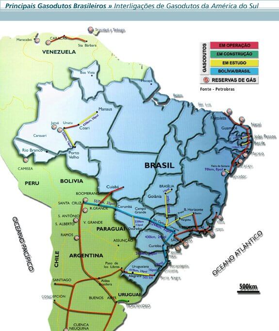 brasilien main gas pipeline karte