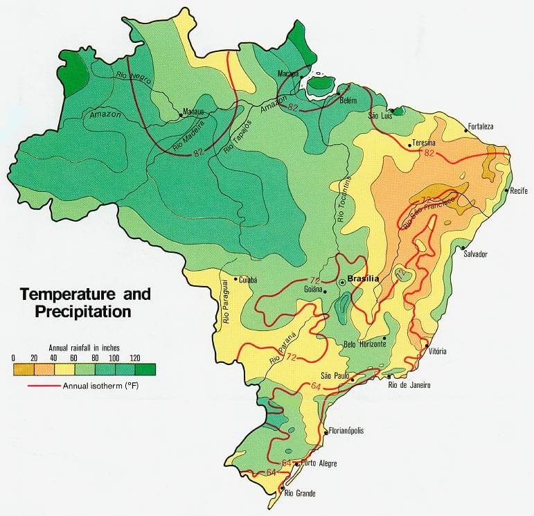 brasilien temperatur fallung karte 1977
