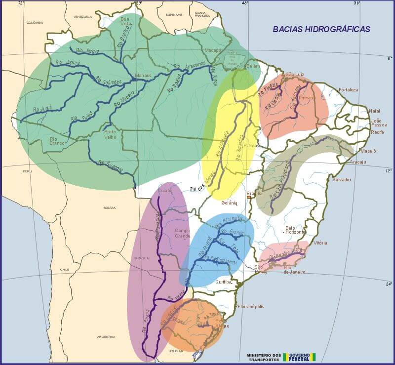 brasilien water basins karte