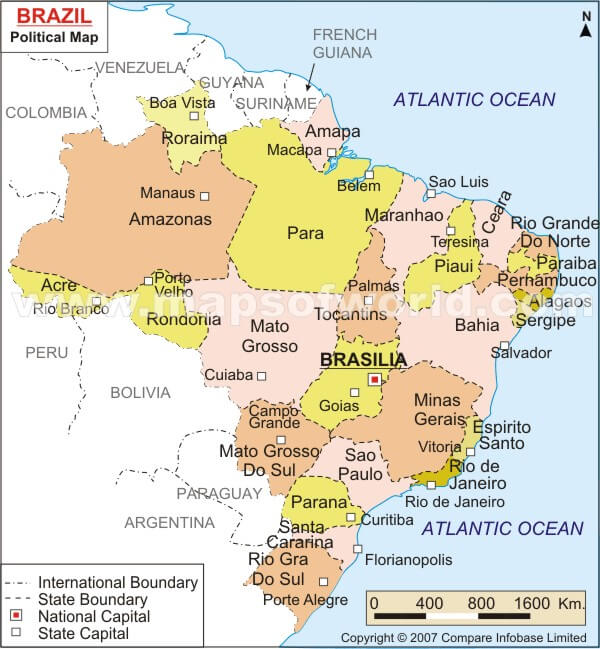 regionen karte von brasilien