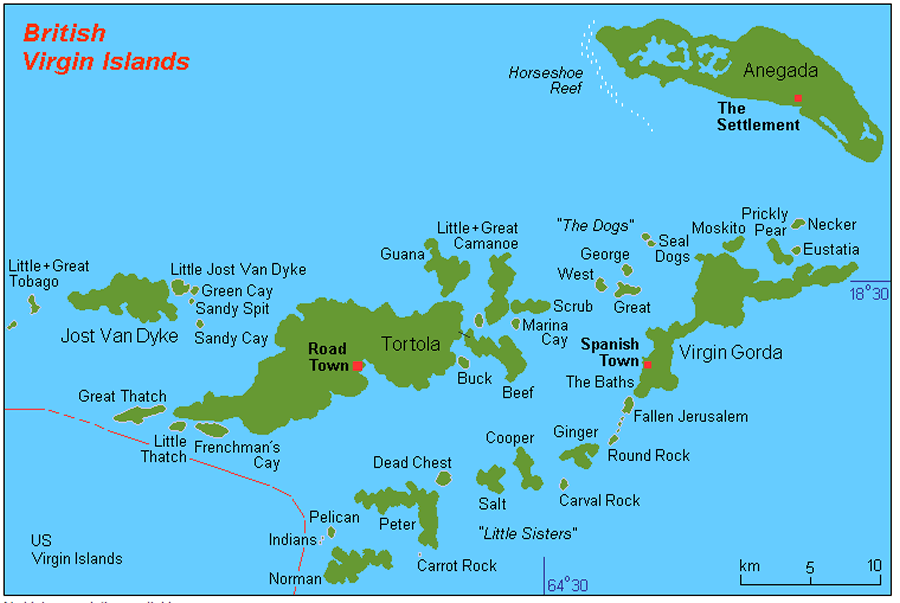 Britische Jungferninseln lage karte