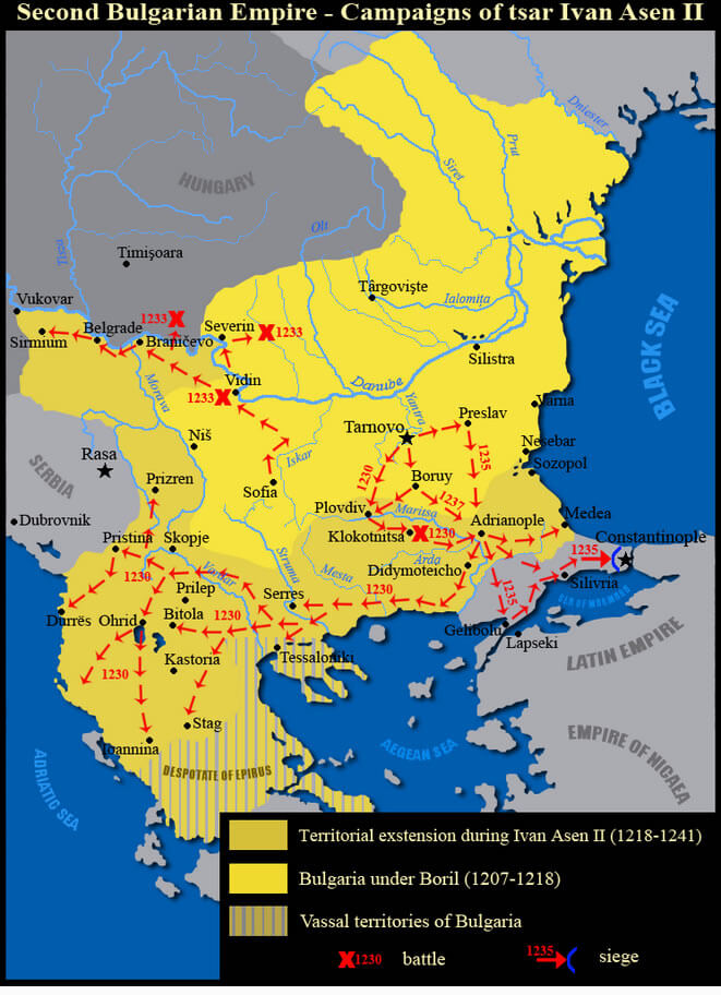 bulgarisch reich karte 1207 1241