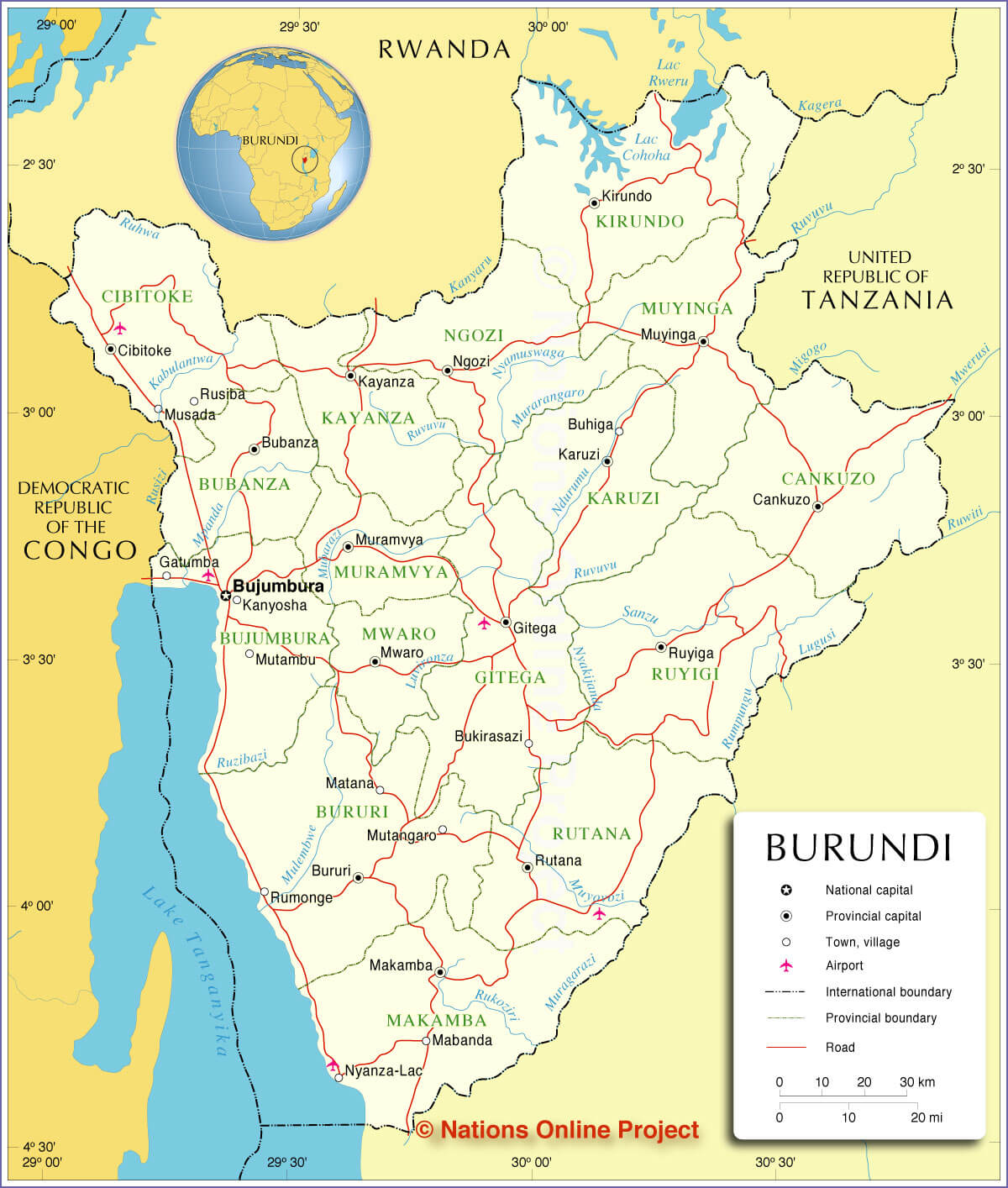 burundi diplomatisch karte