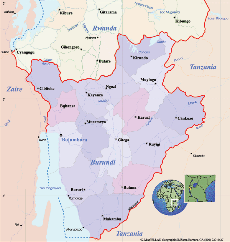 politisch burundi karte