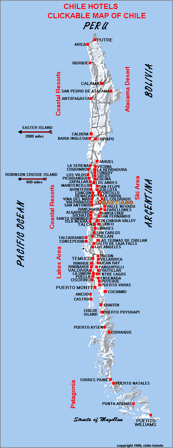 Chile Hotels Map