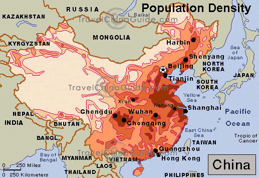 china bevolkerung karte
