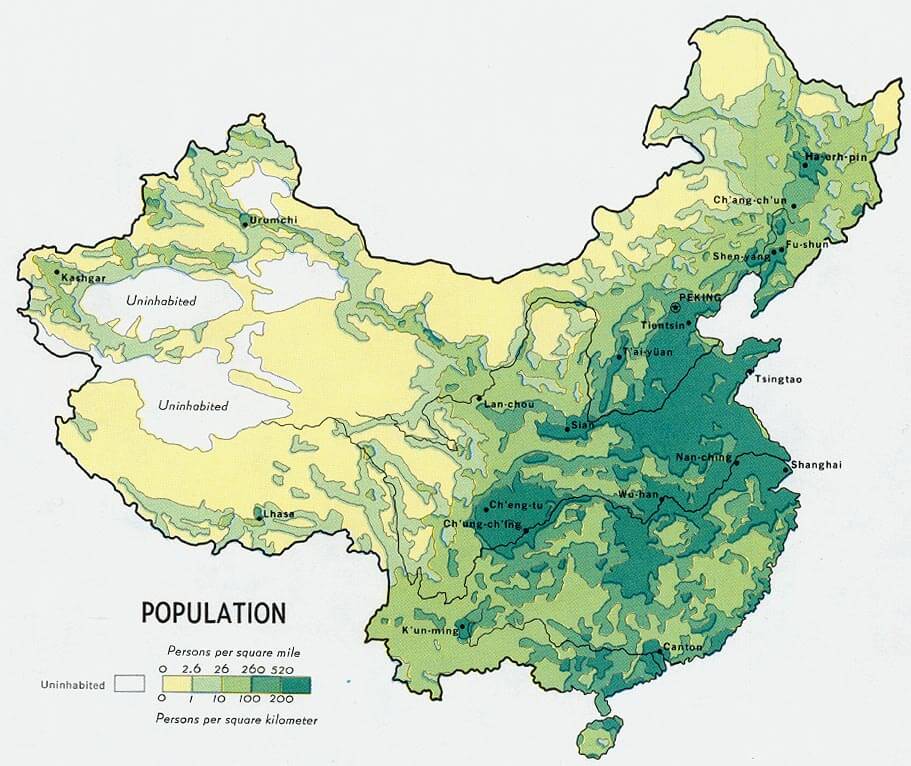 China bevolkerung karte 1971