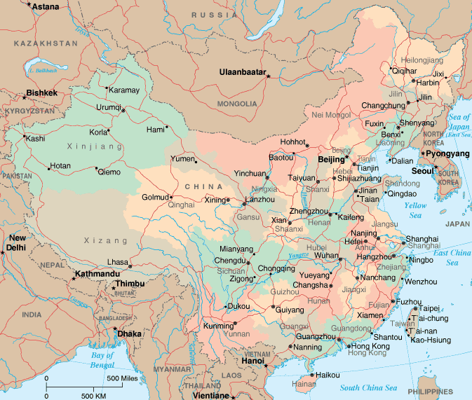 politisch karte von china