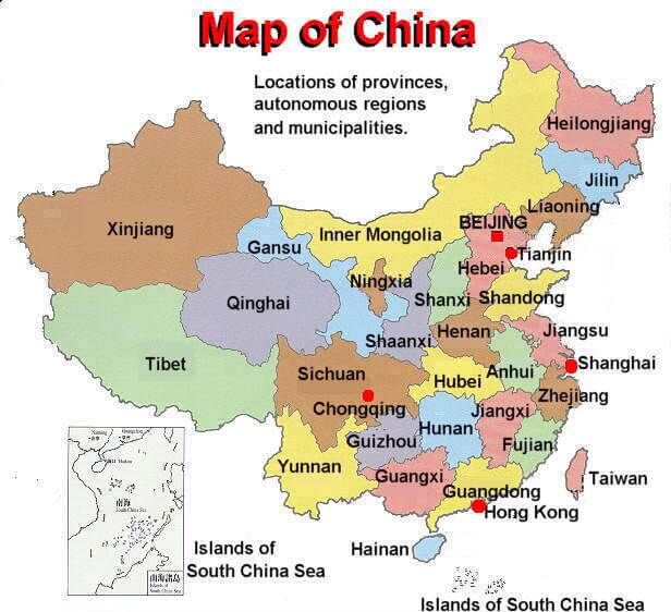 provinzen karte von china