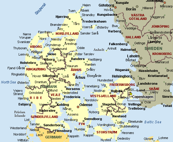 danemark stadte karte