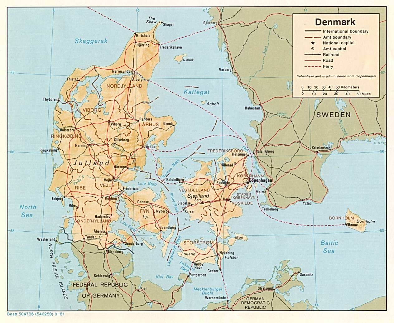 danemark physikalisch karte