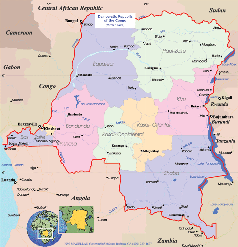 politisch kongo karte