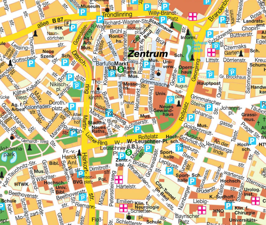 Leipzig stadt center karte