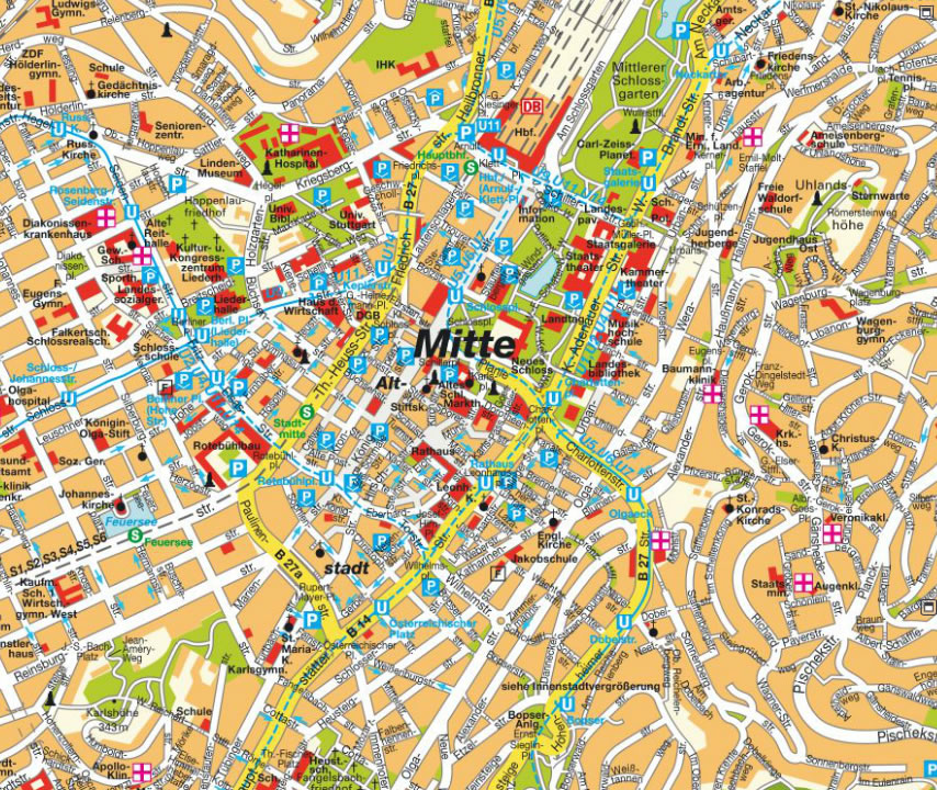 Stuttgart stadt center karte