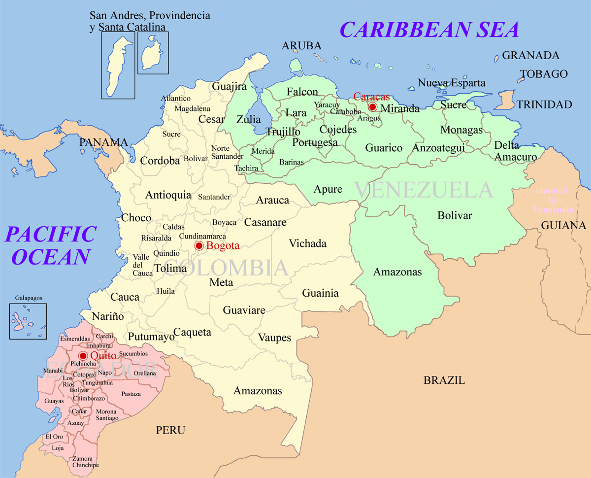 Ecuador kolumbien Venezuela Map